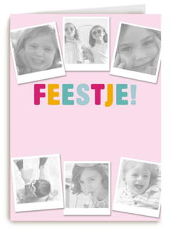 roze uitnodiging kinder feestje meisje