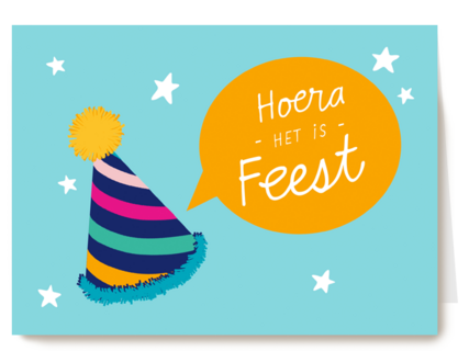 uitnodiging kaart hip feestmuts
