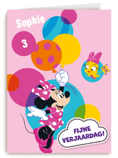 Minnie Mouse verjaardagskaart ballonnen