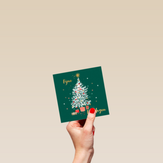 Groene kerstkaart vrolijke kerstboom