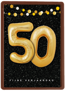 Verjaardagskaart leeftijden 50 ballonletters