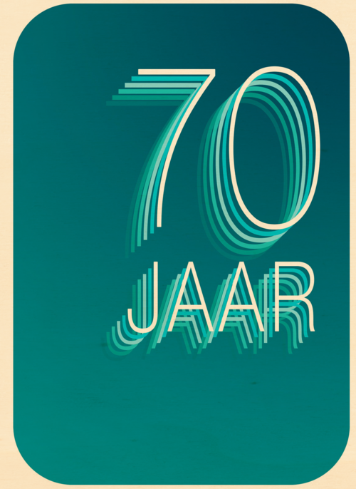 Verjaardagskaart 70 jaar blauw groen