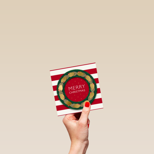 Kerstkaart klassiek ronde kerstkrans