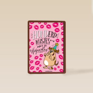 verjaardagskaart hond honderd kusjes voor je verjaardag