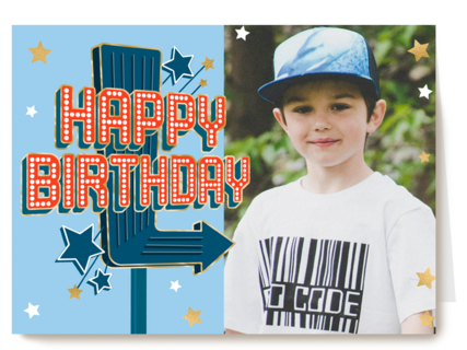 Happy birthday neon sign fotokaart