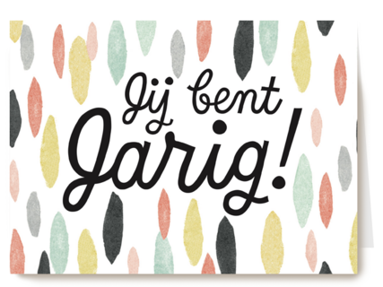 vlekkerige kaart met de boodschap jij bent jarig