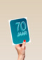 Verjaardagskaart 70 jaar blauw groen
