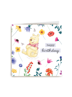 verjaardag kaart winnie de poeh bloemen happy birthday
