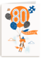een vos met ballon om 80 jaar te vieren