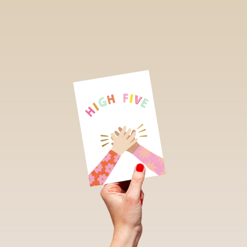 nieuwe baan kaart high five