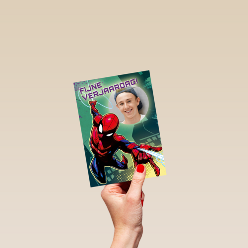 Fotokaart verjaardag Spiderman