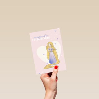 prinses kaart disney magische verjaardag rapunzel