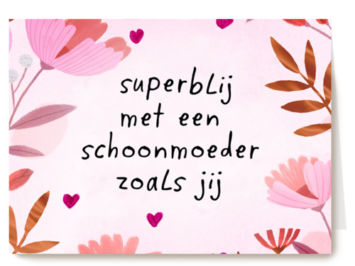 Moederdagkaart Roze Superblij met een schoonmoeder als jij