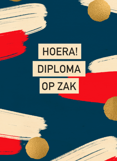 Rood wit blauwe geslaagd kaart met goud