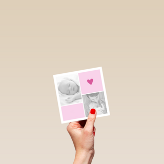 fotokaart baby roze hokjes