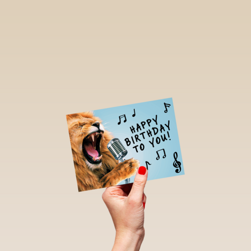 Lion sing Happy birthday to you