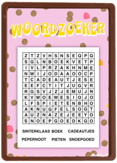 Sinterklaaskaart woordzoeker