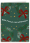 kerstkaart met kerststrikken op groene achtergrond