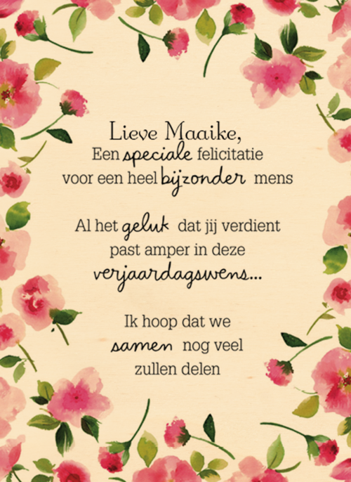 een heel erg bijzondere felicitatie