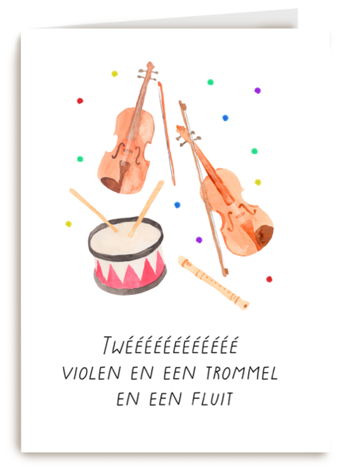 Verjaardagskaart muziekinstrumenten