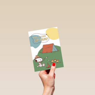 Snoopy kaart op kamp