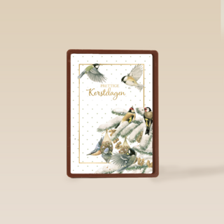 Kerstkaart klassiek Marjolein Bastin Kerst putter en koolmees