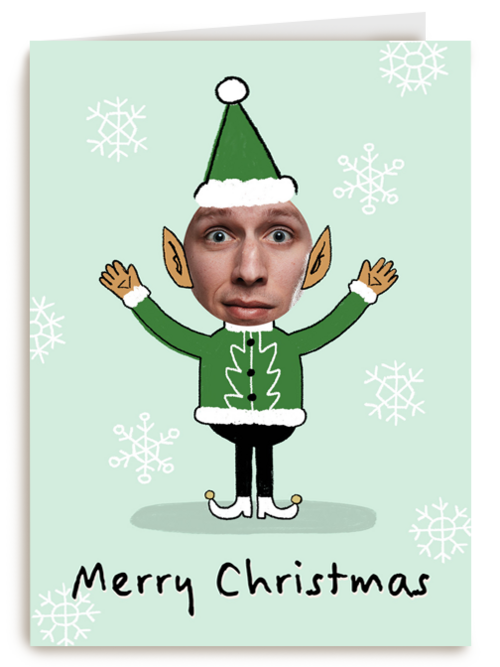 merry christmas met deze foto elf kaart