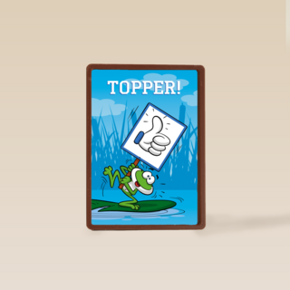 Bedanktkaart juf meester Kikker met topper