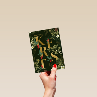 Kerstkaart klassiek gouden letters
