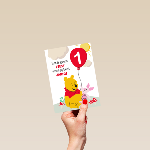 Verjaardagskaart Poeh 1 jaar