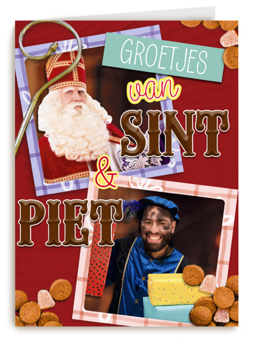 Sinterklaas kaart groetjes van Sint en piet