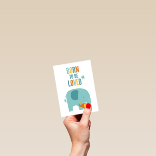 Geboortefelicitatie born to be loved olifant
