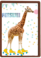 het is feest met giraffe met rolschaatsen