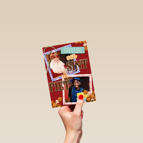 Sinterklaas kaart groetjes van Sint en piet