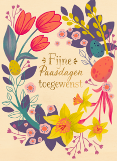 pasen kaart klassiek fijne paasdagen toegewenst