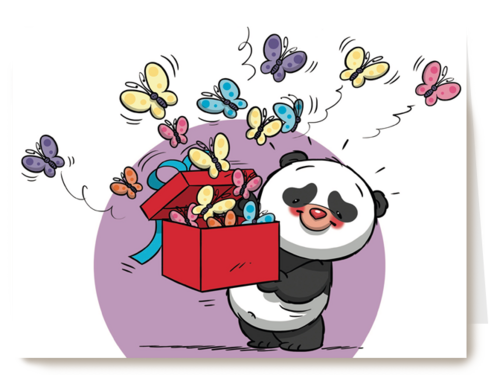 funny mail blanco pandabeer met vlinders