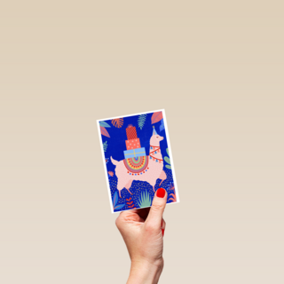 Verjaardagskaart tiener meisje lama met cadeautjes