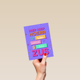 hippe verjaardagskaart voor een zus