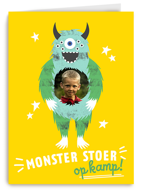 Monster stoer op kamp fotokaart