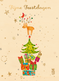 kerstkaart turnowsky rendier kerstboom