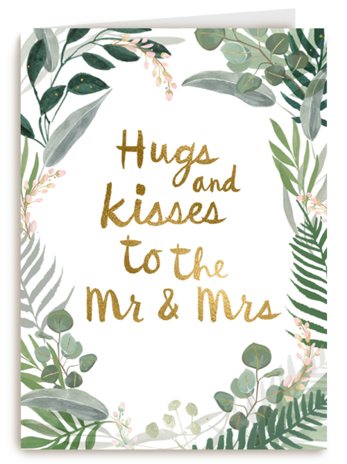 Trouwdagkaart Hugs and kisses to the Mr and Mrs