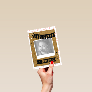 fotokaart staand hoera jij bent jarig