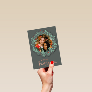 Fijne feestdagen kerstkrans fotokaart