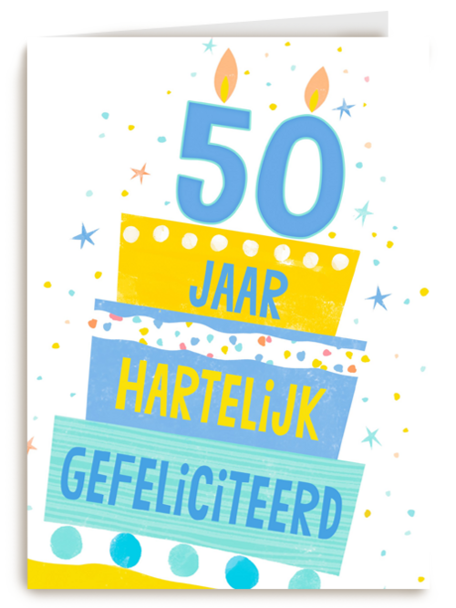 Verjaardagskaart leeftijden 50 jaar taart