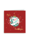 Rode kerstkaart met kerstbal