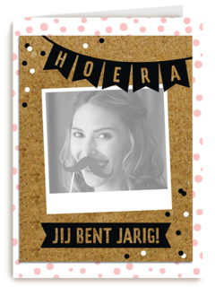 fotokaart staand hoera jij bent jarig