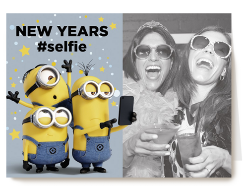 minion new years selfie kaart kerst