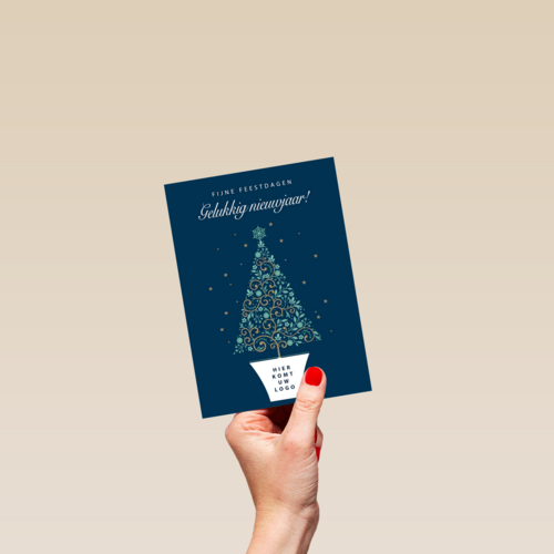 zakelijke kerstkaart met kerstboom en logo
