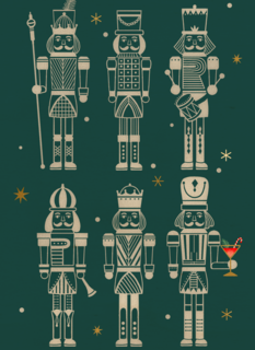 kerstkaart notenkraker op groen