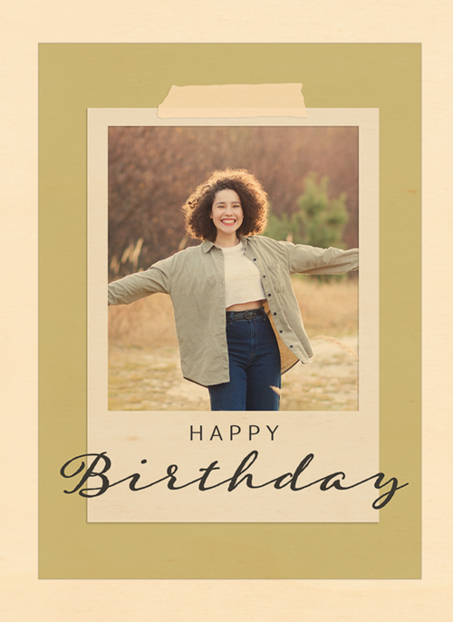Happy Birthday fotokaart polaroid